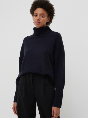 Navy Cashmere Rollneck Sweater