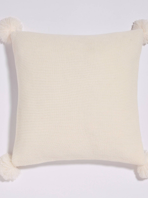 18"x18" Sweater Knit Pom-pom Reversible Throw Pillow - Sure Fit