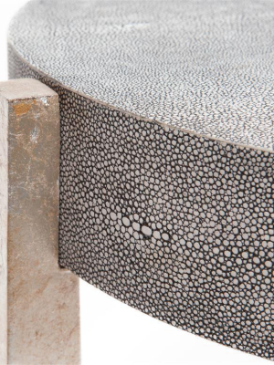 Dexter Side Table Silver And Cool Gray Faux Shagreen