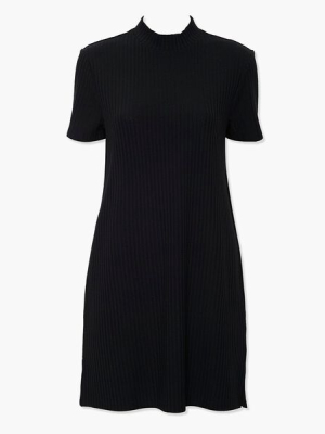 Ribbed Mock Neck T-shirt Dress