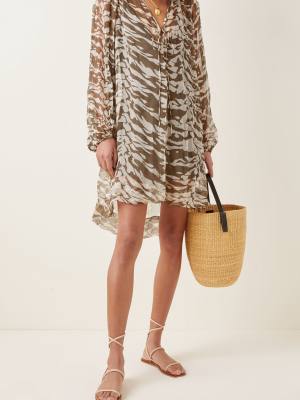 Lea Printed Silk Mini Coverup Dress