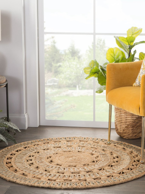 Jaipur Cercles Rug - Iced Coffee/seagrass