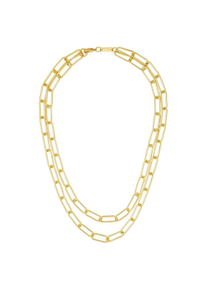 Paperclip Chain Layered Necklace In Gold