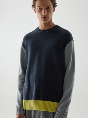 Cashmere Contrast Panel Sweater