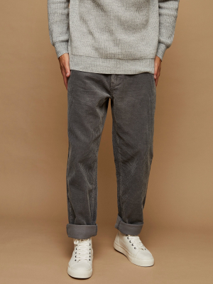 Gray Wide Leg Corduroy Pants