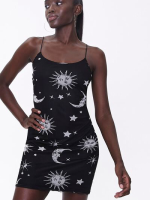 Celestial Print Bodycon Dress