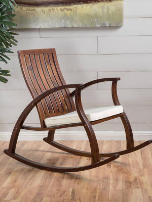 Abraham Wood Rocking Chair With Cushion - Brown Mahogany - Christopher Knight Home