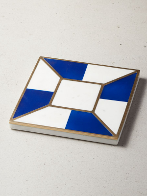 Parasol Blue And White Marble Trivet