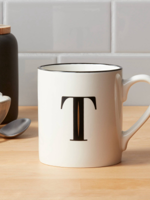 16oz Stoneware Monogram T Mug White - Threshold™