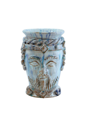 Vietri Sicilian Heads Small King Head - Blue