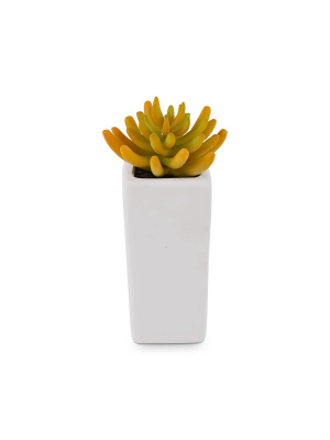 Tall Potted Golden Faux Succulent