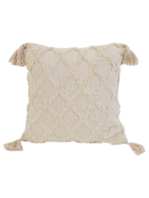 18"x18" Sally Knit Cotton Tassel Square Throw Pillow - Décor Therapy