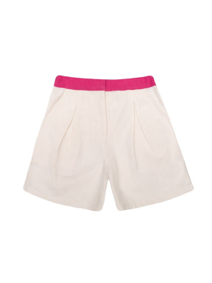 Ecru And Pink Shorts