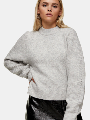 Petite Gray Ribbed Knitted Sweater