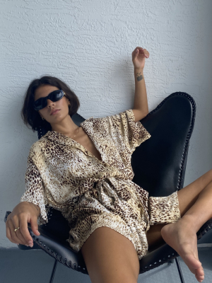 Motel Animal Print Shirt Dress