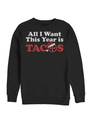 Men's Marvel Christmas Deadpool All I Want Is Tacos Sweatshirt