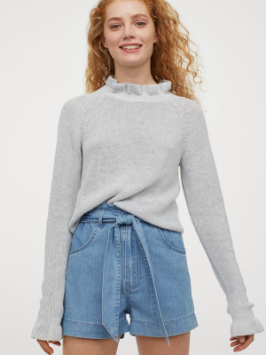 Ruffled Ribbed Sweater