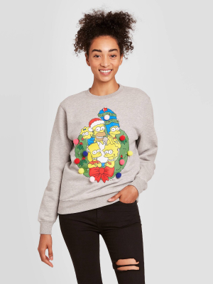 Women's The Simpsons Lightup Holiday Sweatshirt - Heather Gray