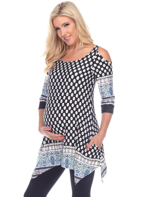 Maternity Printed Cold Shoulder Tunic - Plus