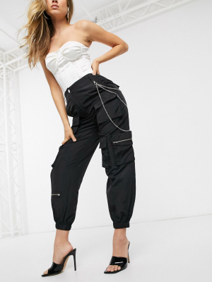 Asos Design Combat Jogger With Pockets And Chain Detail