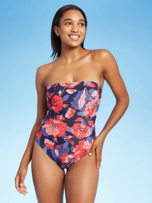 Women's Bandeau Modern One Piece Swimsuit - Kona Sol™ Floral