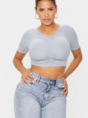 Shape Grey Jersey Extreme Ruched Front Crop Top