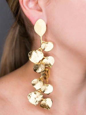 Satin Gold Leaf Pierced Or Clip Earrings