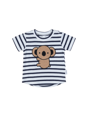 Huxbaby Koala T-shirt - White + Navy Stripe