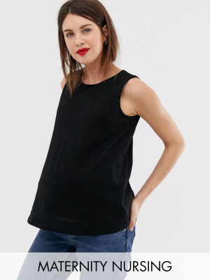 Asos Design Maternity Nursing Tank With Double Layer In Black