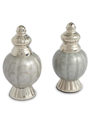 Julia Knight Peony 4" Salt And Pepper Set In Platinum