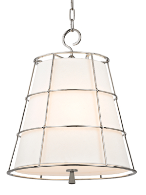 Hudson Valley Lighting Savona 3-bulb Pendant - Polished Nickel & Cream