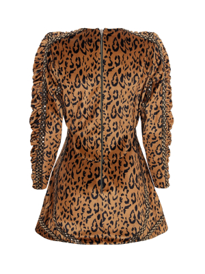 Leopard-print Velvet Mini Dress