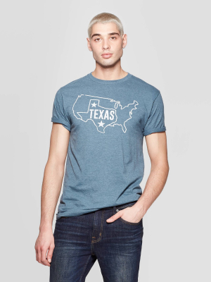 Men's Short Sleeve Crewneck Texas Graphic T-shirt - Awake Navy