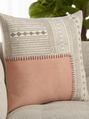 Ayami Tribal Pillow In Light Pink & Cream