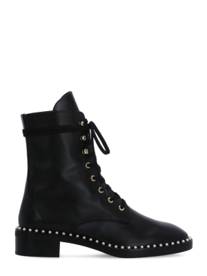 Stuart Weitzman Sondra Pearl Embellished Lace-up Boots