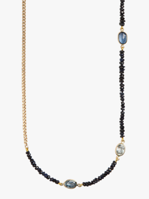 Sapphire Curb Chain Necklace