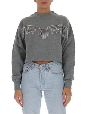 Chiara Ferragni Crystal Fringe Cropped Sweatshirt