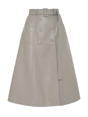 Eco Leather Button Down Skirt