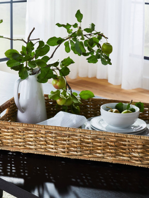 26" X 16" Decorative Banana Leaf Rectangle Woven Tray With Cut Off Handles Brown - Threshold™ Designed With Studio Mcgee