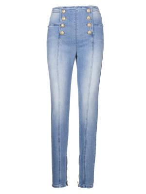 Balmain Button Embellished Skinny-fit Jeans