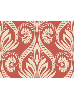 Bonaire Damask Wallpaper In Deep Orange From The Tortuga Collection By Seabrook Wallcoverings