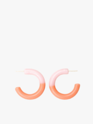 Two Tone Hoop Earrings In Neon Pink