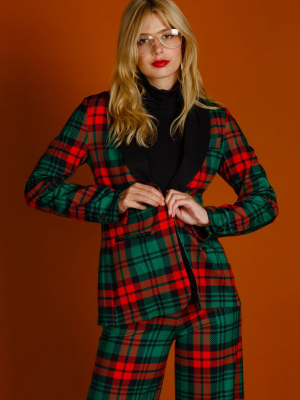 The Lincoln Log Love Lady | Womens Green Plaid Christmas Suit