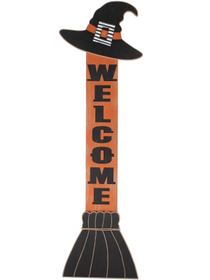 Lakeside Halloween Witch Hat Welcome Sign For Leaning On The Front Porch