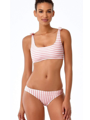 Anne Cole Studio Coral And White Striped Bikini Top