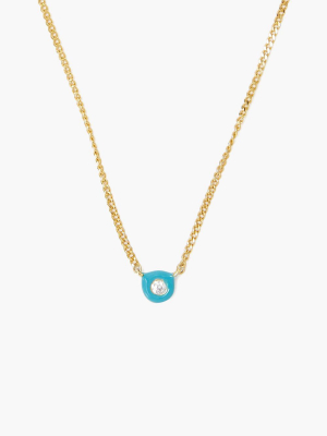 Turquoise Enamel With Champagne Diamond Necklace