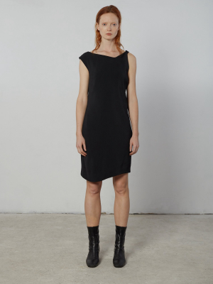 Twist Shoulder Dress - Black