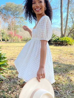 Smitten Babydoll Dress ~ Ivory Charmed And Checkered