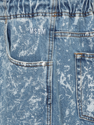 Msgm Drawstring Waist Acid Wash Denim Shorts