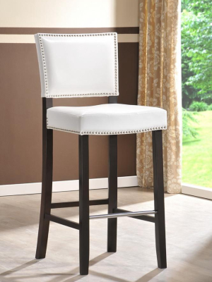 Bronwyn White Modern Bar Stool With Nail Head Trim (set Of 2)